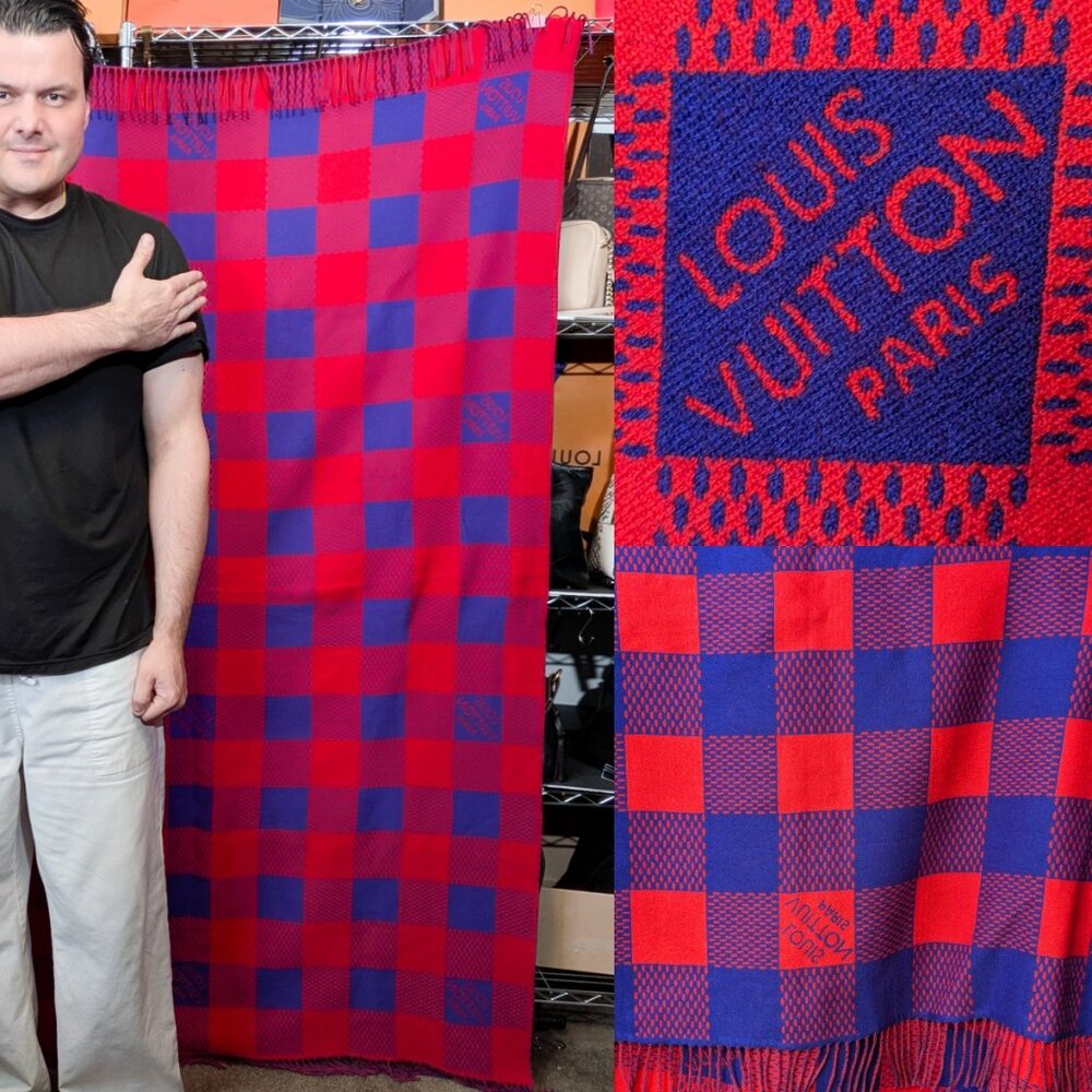 LOUIS VUITTON Damier Masai Large Wool Rug Blanket - RARE